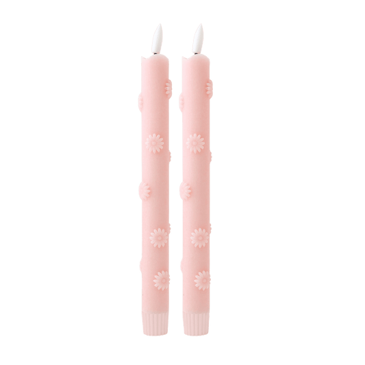 LED 3D Bloemen Kaars Roze RC - Set van 2