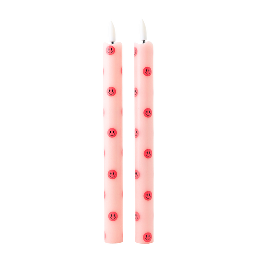 LED Pillar Kaars Smiley Pink - Set van 2