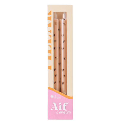LED Pillar Kaars Hearts Light Brown RC - Set van 2