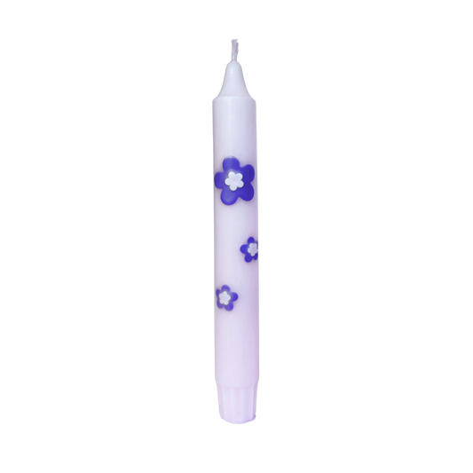 Diner Kaars Retro Flower Lila  - 1 stuk