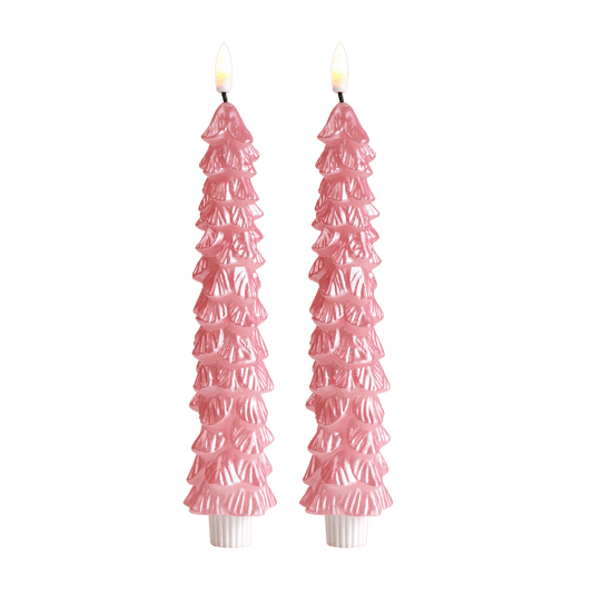 LED Kerstboom Kaarsen Roze RC – Set van 2