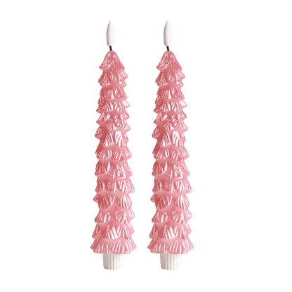 LED Kerstboom Kaarsen Roze RC – Set van 2