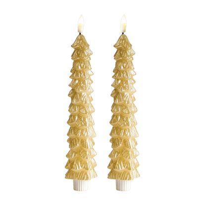 LED Kerstboom Kaarsen Goud RC – Set van 2