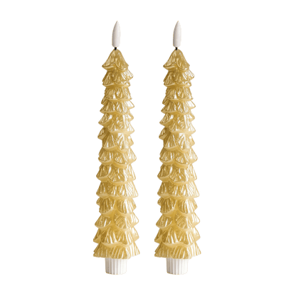 LED Kerstboom Kaarsen Goud RC – Set van 2