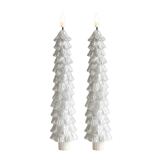 LED Kerstboom Kaarsen Zilver RC – Set van 2