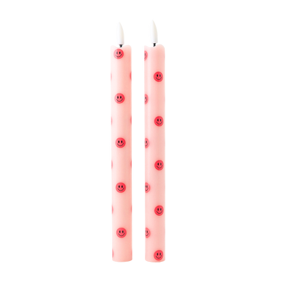 LED Pillar Kaars Smiley Pink - Set van 2