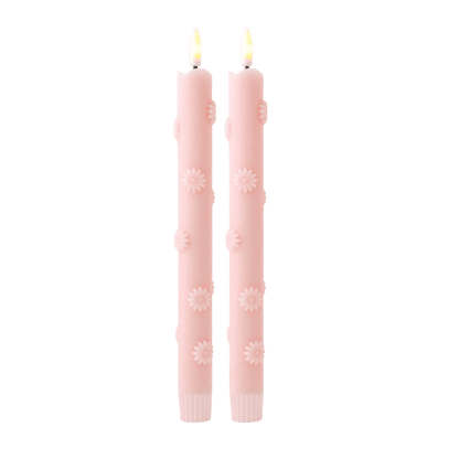 LED 3D Bloemen Kaars Roze RC - Set van 2