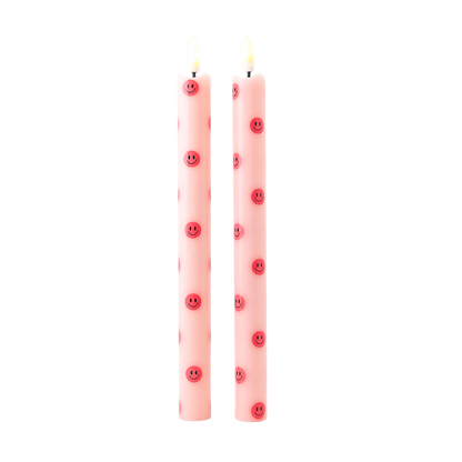 LED Pillar Kaars Smiley Pink - Set van 2