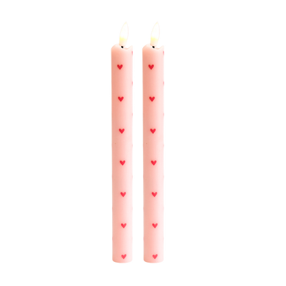 LED Wax Kaarsen Hartjes Pink RC - Set van 2