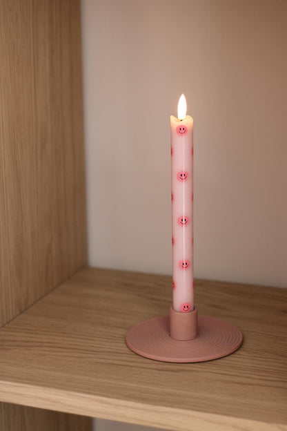 LED Pillar Kaars Smiley Pink - Set van 2