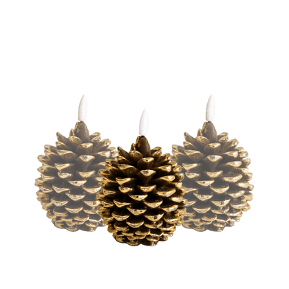 LED Kaarsen Set Dennenappel RC - Set of 3
