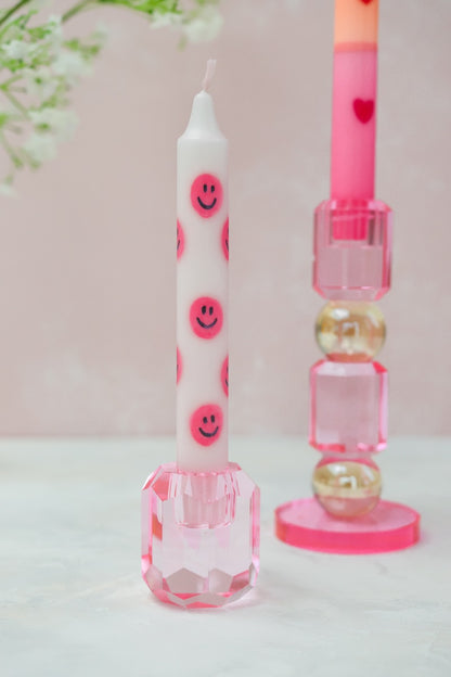 Diner Kaars Smiley Pink - 1 stuk