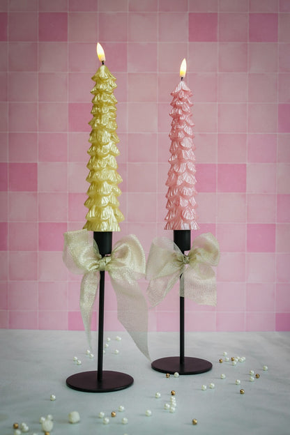 LED Kerstboom Kaarsen Goud RC – Set van 2