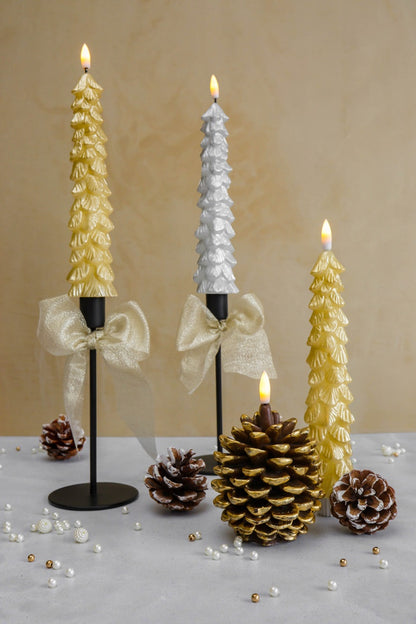 LED Kerstboom Kaarsen Zilver RC – Set van 2