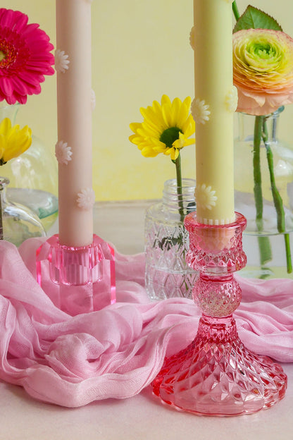 LED 3D Bloemen Kaars Geel RC - Set van 2