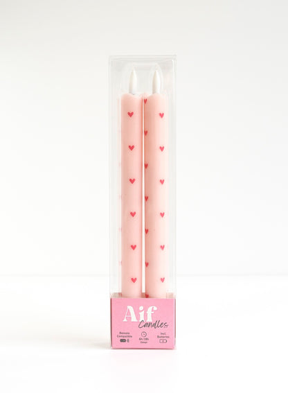LED Wax Kaarsen Hartjes Pink RC - Set van 2