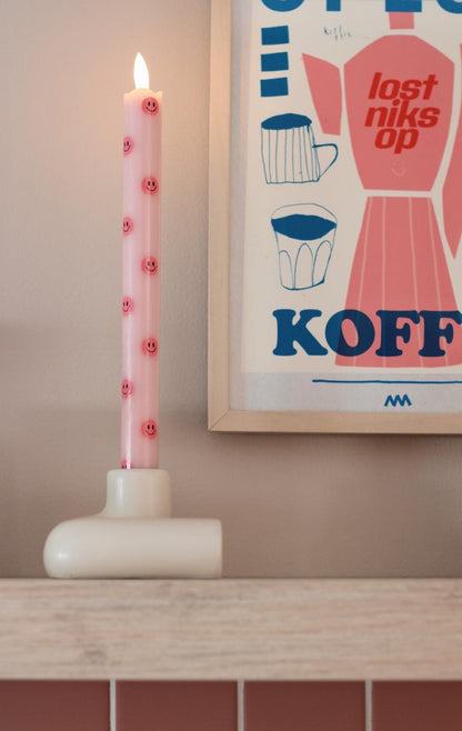 LED Pillar Kaars Smiley Pink - Set van 2