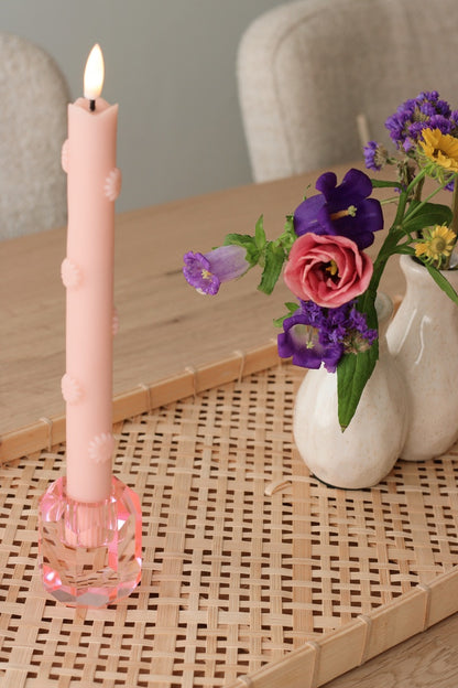 LED 3D Bloemen Kaars Roze RC - Set van 2
